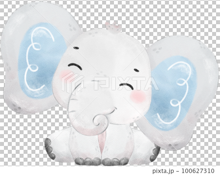 cute baby Elephant wild life animal dream blue baby shower nursery art watercolour illustration 100627310