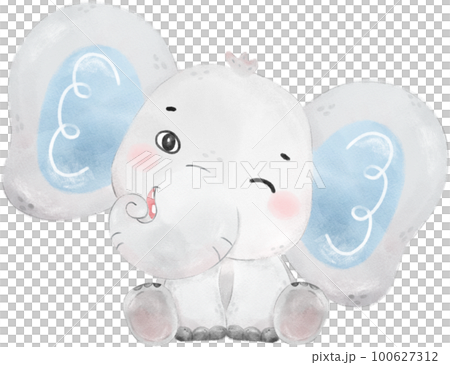 cute baby Elephant wild life animal dream blue baby shower nursery art watercolour illustration 100627312