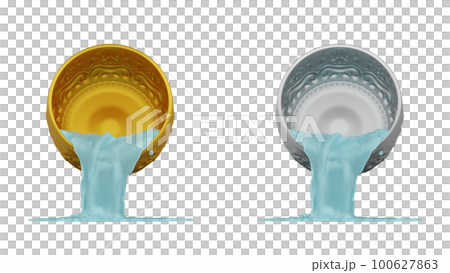 element of gold and silver bowl with water thai culture from image traced 3d. songkran festival thailand travel. element of gold and silver bowl with water thai culture from image traced 3d. songkran festival thailand travel. 100627863