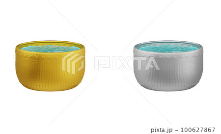 element of gold and silver bowl with water thai culture from image traced 3d. songkran festival thailand travel. element of gold and silver bowl with water thai culture from image traced 3d. songkran festival thailand travel. 100627867