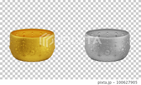 element of gold and silver bowl from image traced 3d. songkran festival thailand travel. 100627905