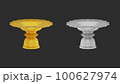 element of gold and silver pedestal tray with thai culture pattern. thailand travel. 100627974