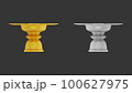 element of gold and silver pedestal tray with thai culture pattern. thailand travel. 100627975