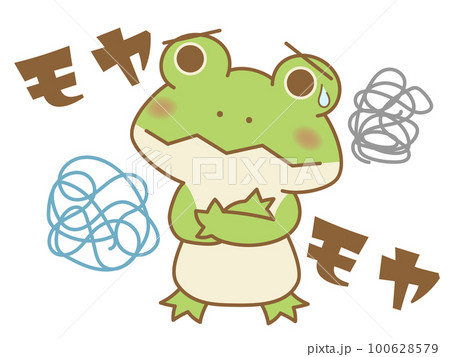 モヤモヤとするカエル　オノマトペ 100628579