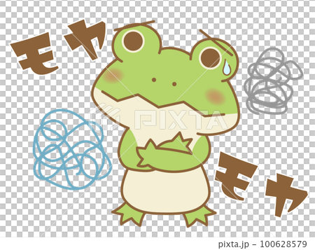 モヤモヤとするカエル　オノマトペ 100628579