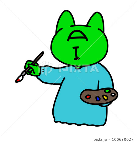 お絵かきをする猫型人工知能(サイバー) お絵かきをする猫型人工知能(サイバー) 100630027