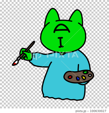 お絵かきをする猫型人工知能(サイバー) お絵かきをする猫型人工知能(サイバー) 100630027