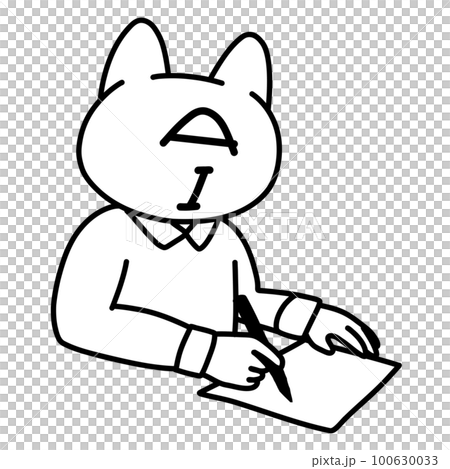 文章を書く猫型人工知能（線画） 100630033