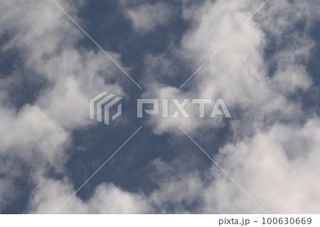 Clear blue sky and white clouds 100630669