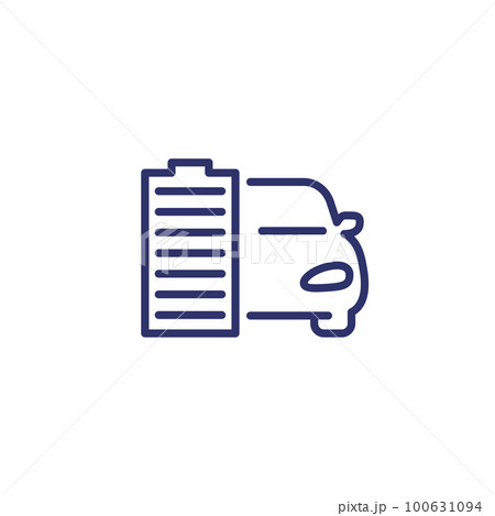 electric car with full battery line icon 100631094