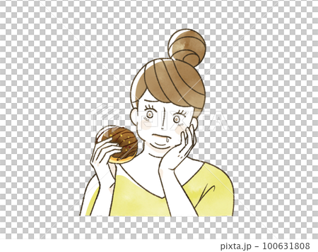 甘いものを我慢している肥満女性 100631808
