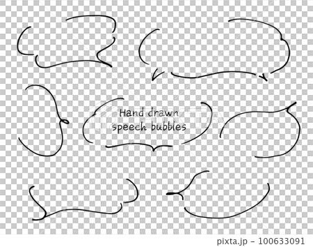 隙間のある大人っぽい線画ふきだし　ペンで書いた手描きのゆるいおしゃれな吹き出し　 100633091