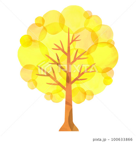 木 樹木 水彩 水彩タッチ 紅葉 秋 100633866