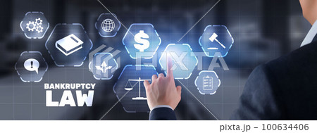 Bankruptcy law concept. Financial background. Insolvency law. Judicial decision lawyer business concept 100634406