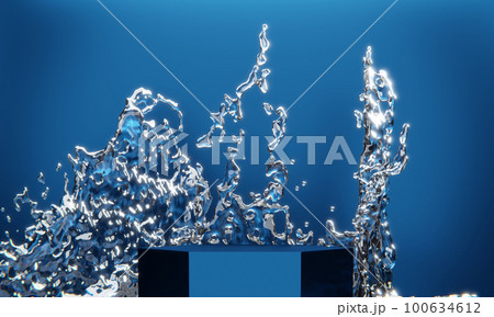 blue podium and water drop Abstract on the blue background. blue podium and water drop Abstract on the blue background. 100634612