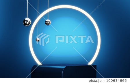 Blue Abstract geometric background, japanese style podium blue concept . 100634666