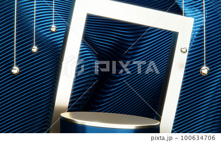 Blue Abstract geometric background, japanese style podium blue concept . 100634706