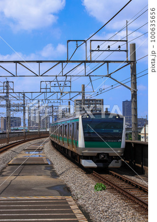 魅力的なカーブと通過する新幹線や在来線電車 魅力的なカーブと通過する新幹線や在来線電車 100635656