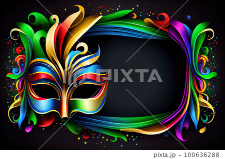 Multicolored Venetian copyspace mask. Generative AI, Generative, AI 100636288