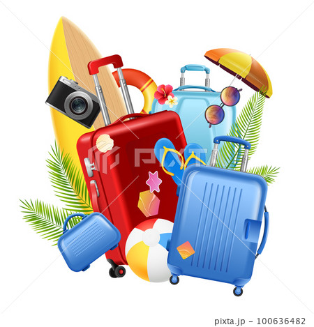 Realistic Travel Horizontal Banner 100636482