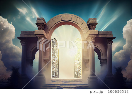 Door to Heaven. Light at end of the tunnel. Generative AI, Generative, AI 100636512