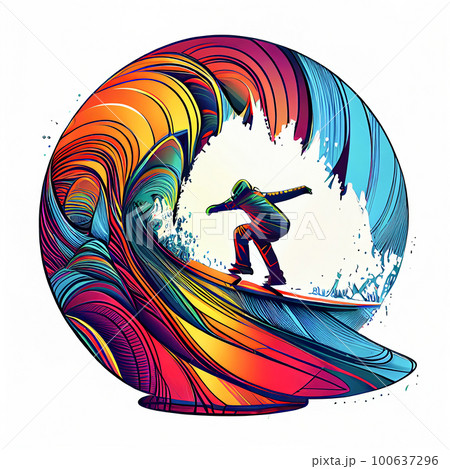 beautiful snowboarder logo emblem on white background. Generative AI, Generative, AI beautiful snowboarder logo emblem on white background. Generative AI, Generative, AI 100637296