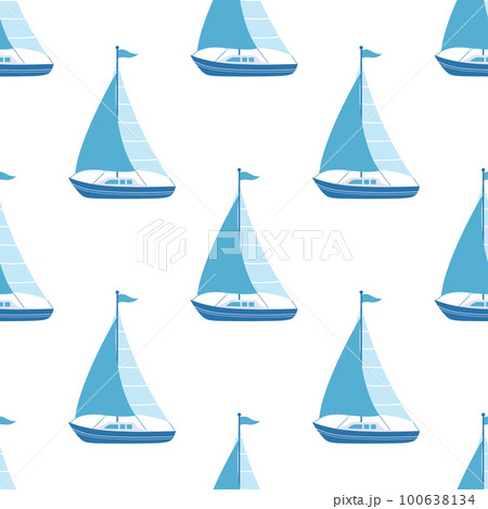 cartoon seamless pattern of sailboat, vector illustration 100638134