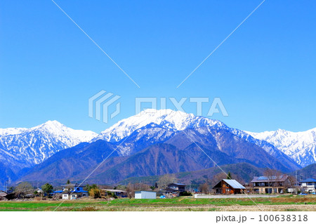 積雪の北アルプス　      4月の信濃大町　　麗しき北アルプス　　春の北アルプス 100638318