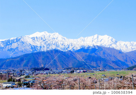 積雪の北アルプス　      4月の信濃大町　　麗しき北アルプス　　春の北アルプス 100638394
