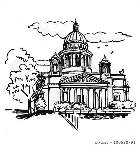 St. isaac s cathedral in St. petersburg city view sketching 100638791