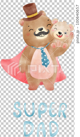 super hero dad teddy bear with baby son brown cub father day