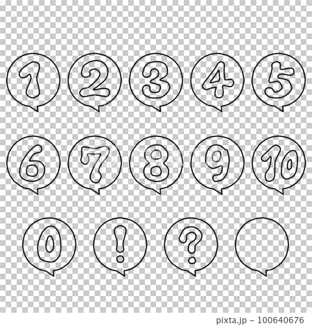 Pop atmosphere number speech bubble icon line drawing set 100640676
