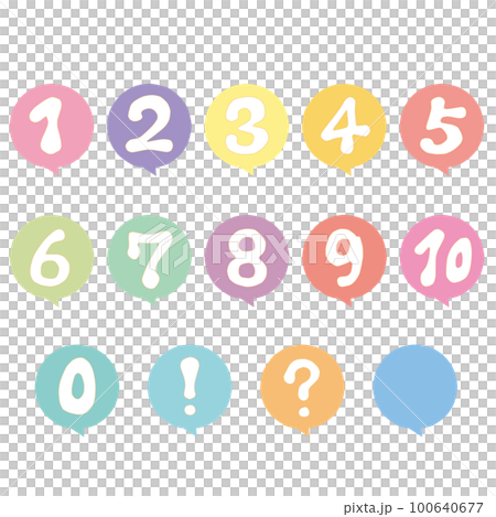 Pop atmosphere number speech bubble colorful icon set 100640677
