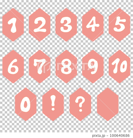 流行氛圍數水晶風格六邊形圖標集（紅色） 100640686