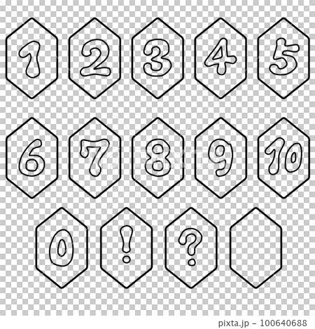 流行氣氛數字水晶風格六邊形圖標線描集 流行氣氛數字水晶風格六邊形圖標線描集 100640688