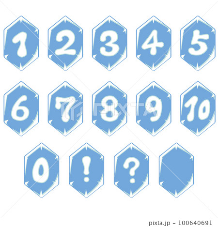 ポップな雰囲気のクリスタル風ハイライト付き数字アイコンセットB 100640691