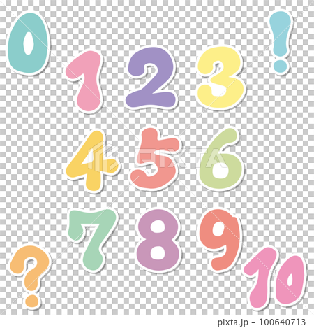 Rounded corner pop atmosphere colorful number set sticker style Rounded corner pop atmosphere colorful number set sticker style 100640713