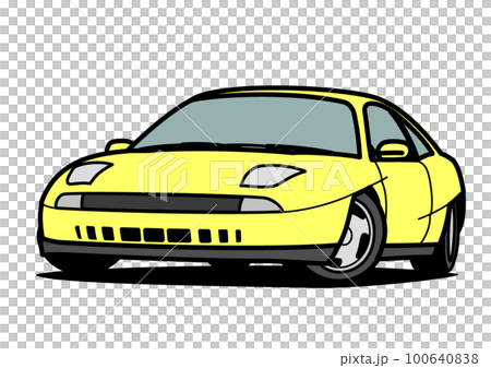 懷舊的意大利轎跑車黃色汽車插畫 100640838