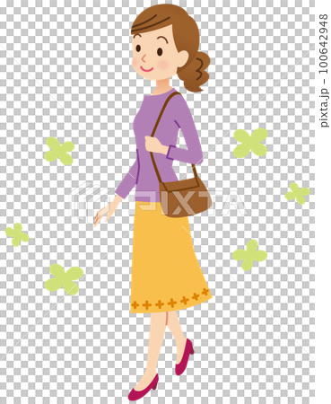 Young woman going out, commuting, shopping 100642948