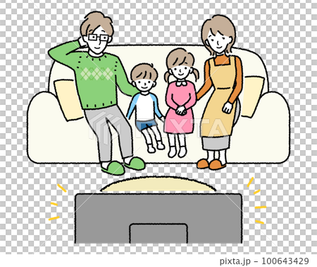 Good friends chatting on the sofa Father, mother, daughter and son Good friends chatting on the sofa Father, mother, daughter and son 100643429