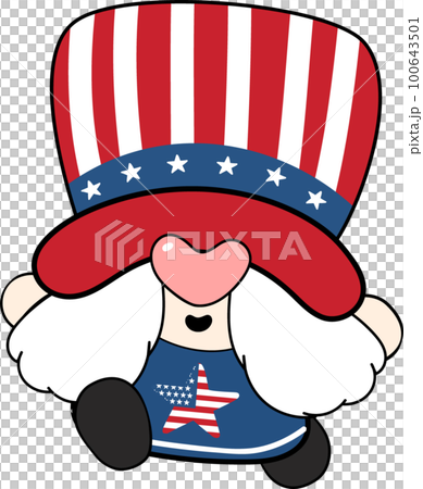 Happy smile 4th July independence Gnome festive cartoon doodle hand drawing Happy smile 4th July independence Gnome festive cartoon doodle hand drawing 100643501