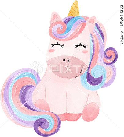cute fancy magical purple baby unicorn children cartoon kid watercolour hand painting illustration cute fancy magical purple baby unicorn children cartoon kid watercolour hand painting illustration 100644262