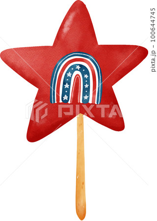 cute 4th of July independence day United flag cartoon watercolour illustration 100644745