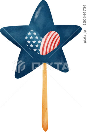 cute 4th of July independence day United flag cartoon watercolour illustration 100644754
