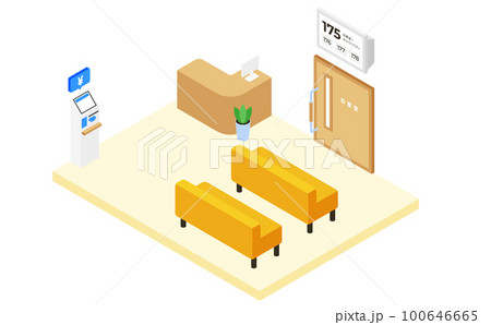 待合室のアイソメトリックイラスト(クリニック・病院) 100646665