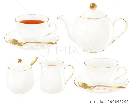 ゴールドラインが入ったシンプルでお洒落なティーセット　その2 100648292