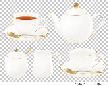 ゴールドラインが入ったシンプルでお洒落なティーセット　その2 100648292