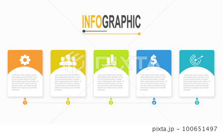 5 steps Rectangle Infographic template business data illustration 100651497