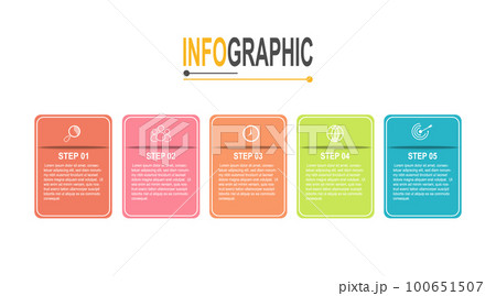 Infographic chart rectangle template 5 step business data illustration Infographic chart rectangle template 5 step business data illustration 100651507
