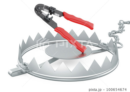 Crimper, crimp tool inside bear trap. 3D rendering 100654674